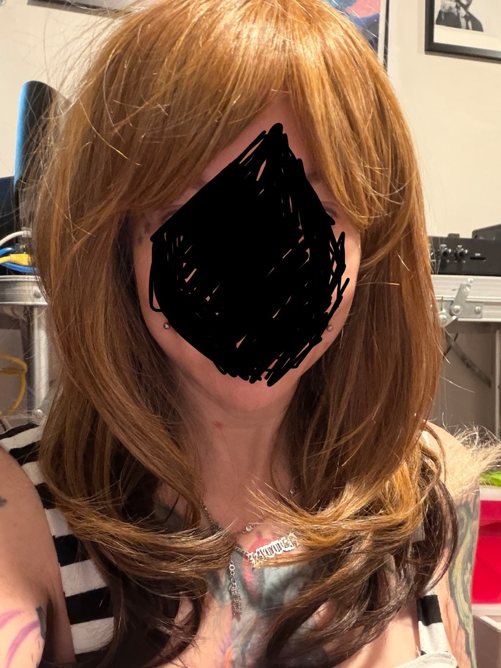 Light Auburn Layered Wig with Subtle Dark Ends